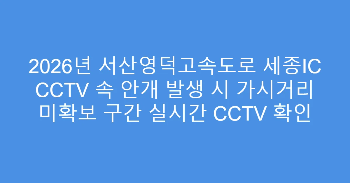 2026년 서산영덕고속도로 세종IC CCTV 속 안개 발생 시 가시거리 미확보 구간 실시간 CCTV 확인