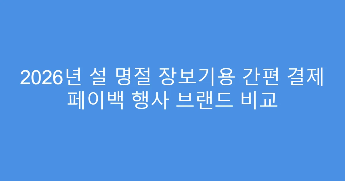 2026년 설 명절 장보기용 간편 결제 페이백 행사 브랜드 비교