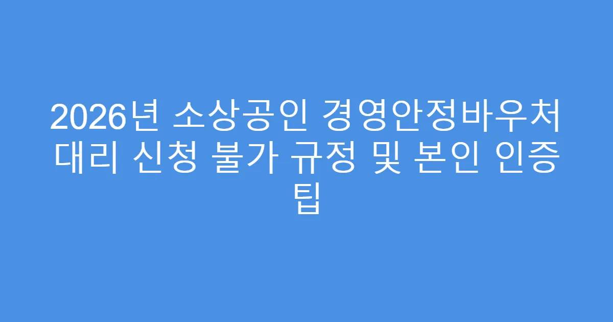 2026년 소상공인 경영안정바우처 대리 신청 불가 규정 및 본인 인증 팁