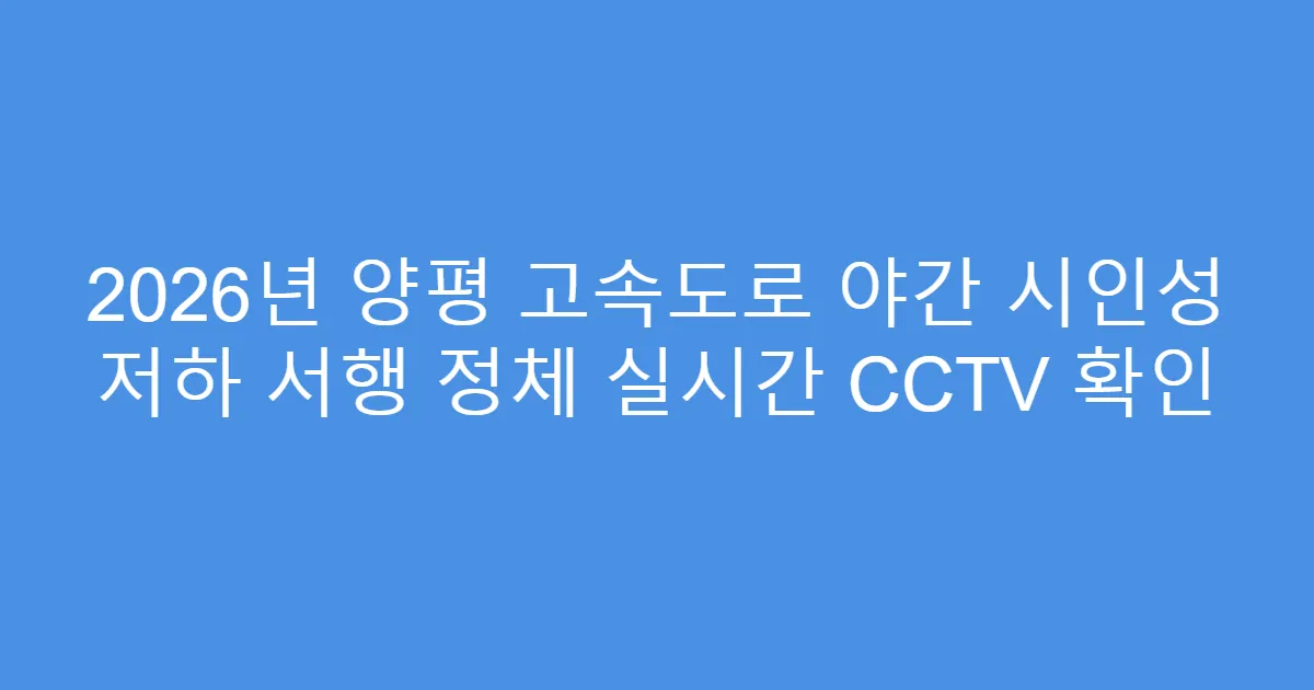 2026년 양평 고속도로 야간 시인성 저하 서행 정체 실시간 CCTV 확인