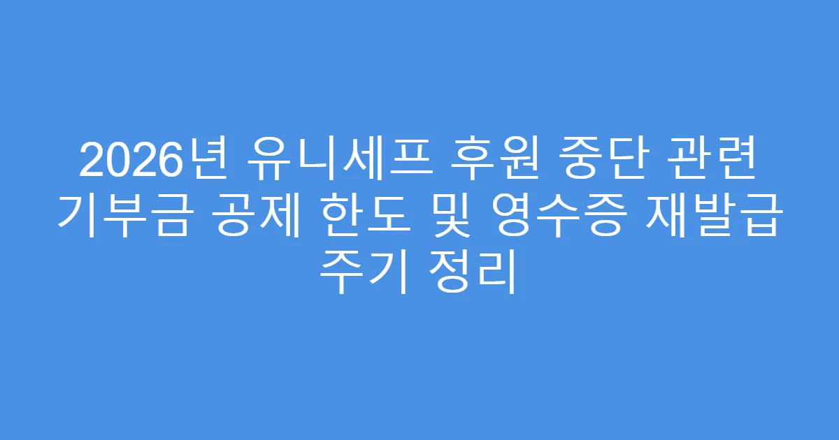 2026년 유니세프 후원 중단 관련 기부금 공제 한도 및 영수증 재발급 주기 정리