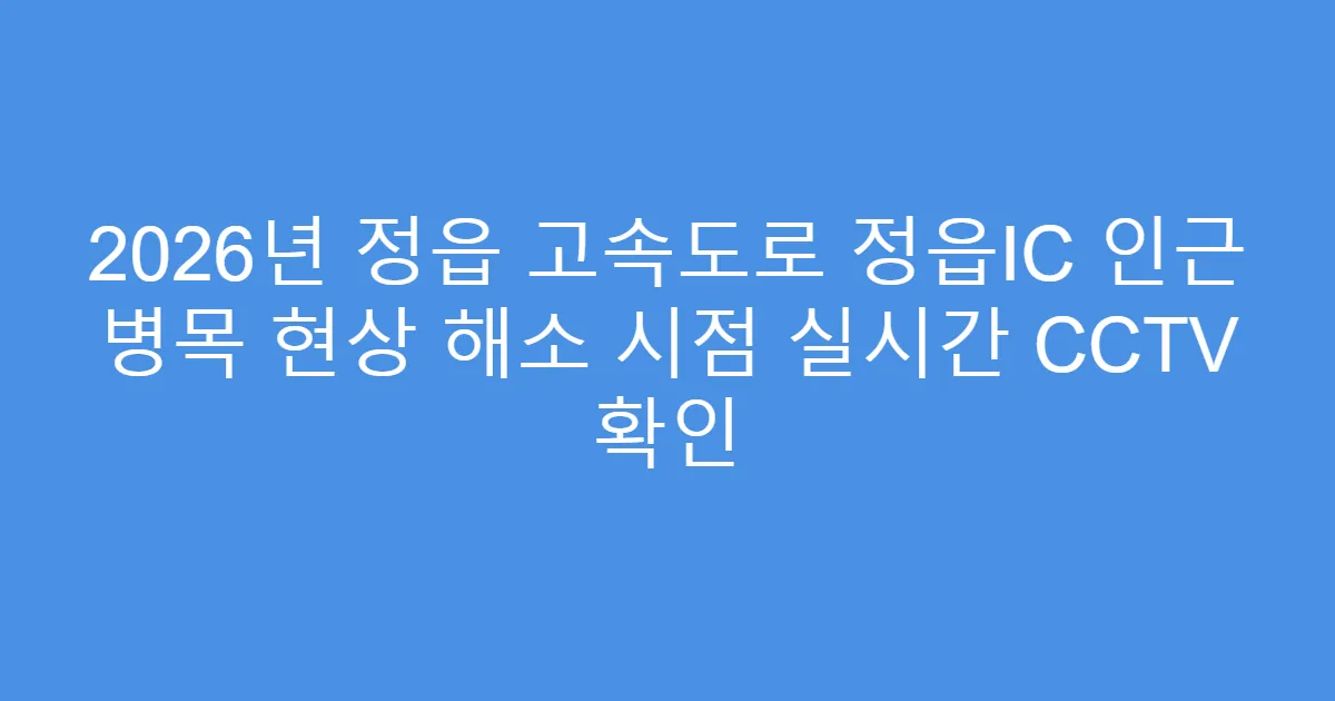 2026년 정읍 고속도로 정읍IC 인근 병목 현상 해소 시점 실시간 CCTV 확인