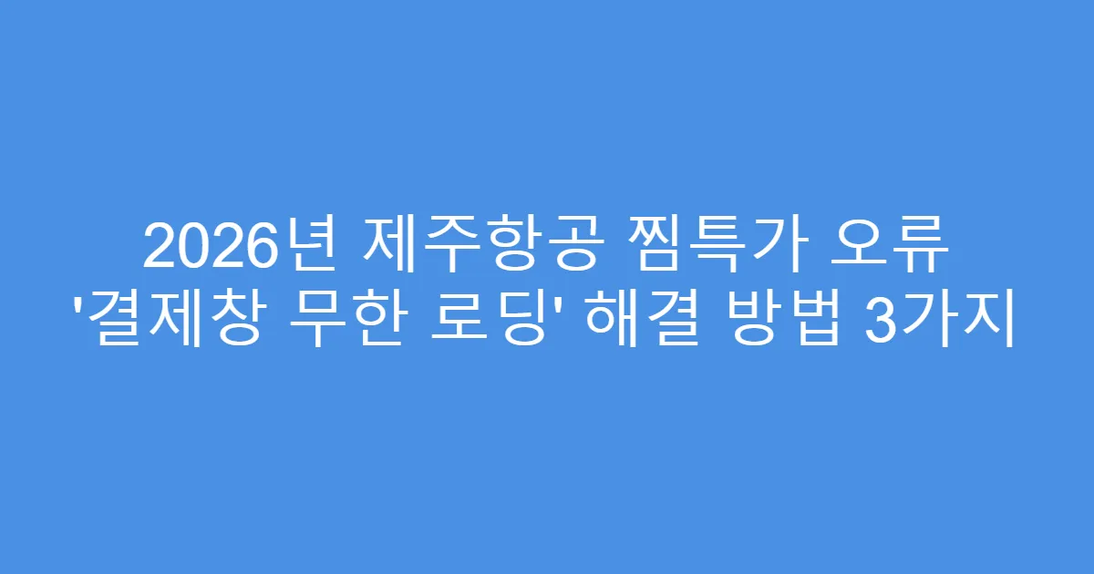 2026년 제주항공 찜특가 오류 ‘결제창 무한 로딩’ 해결 방법 3가지