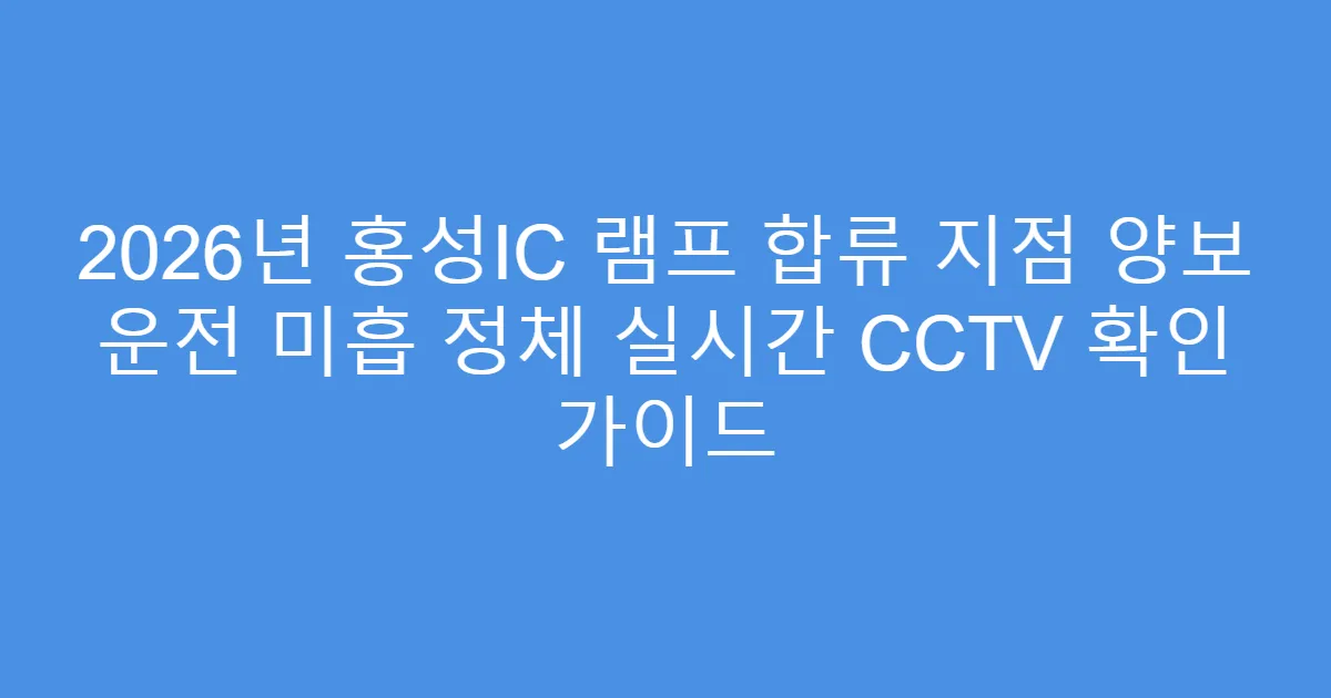 2026년 홍성IC 램프 합류 지점 양보 운전 미흡 정체 실시간 CCTV 확인 가이드