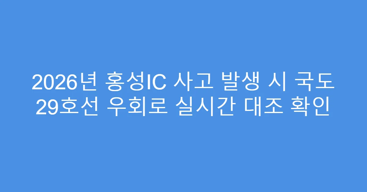2026년 홍성IC 사고 발생 시 국도 29호선 우회로 실시간 대조 확인