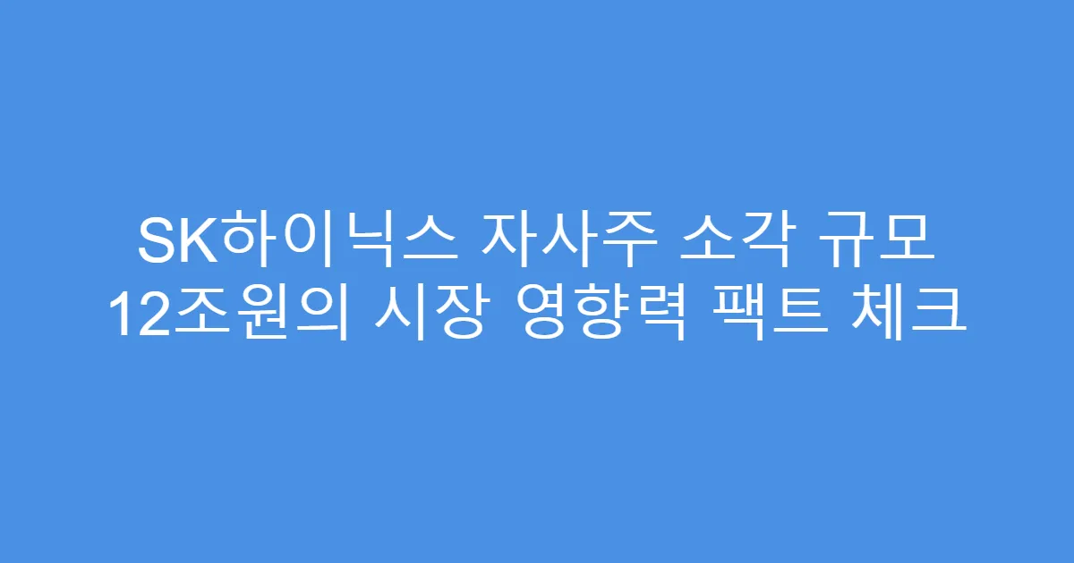 SK하이닉스 자사주 소각 규모 12조원의 시장 영향력 팩트 체크