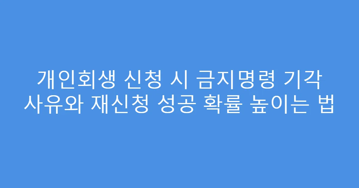 개인회생 신청 시 금지명령 기각 사유와 재신청 성공 확률 높이는 법