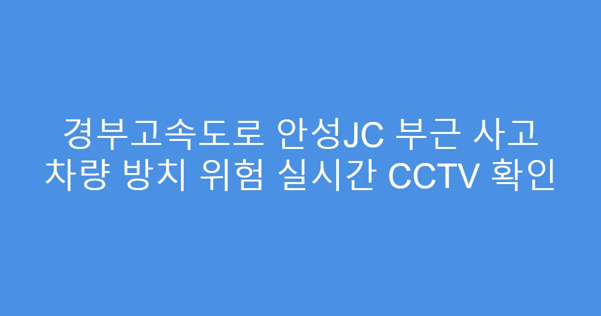 경부고속도로 안성JC 부근 사고 차량 방치 위험 실시간 CCTV 확인