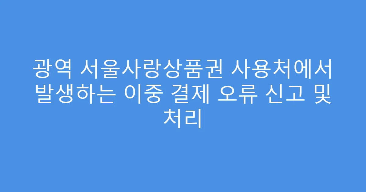 광역 서울사랑상품권 사용처에서 발생하는 이중 결제 오류 신고 및 처리