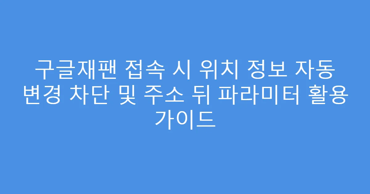구글재팬 접속 시 위치 정보 자동 변경 차단 및 주소 뒤 파라미터 활용 가이드