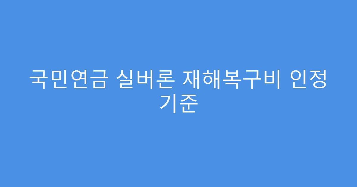 국민연금 실버론 재해복구비 인정 기준