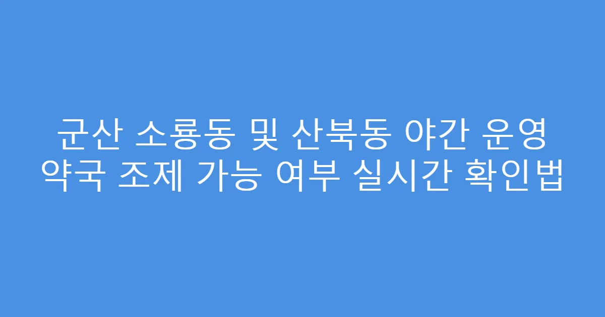 군산 소룡동 및 산북동 야간 운영 약국 조제 가능 여부 실시간 확인법