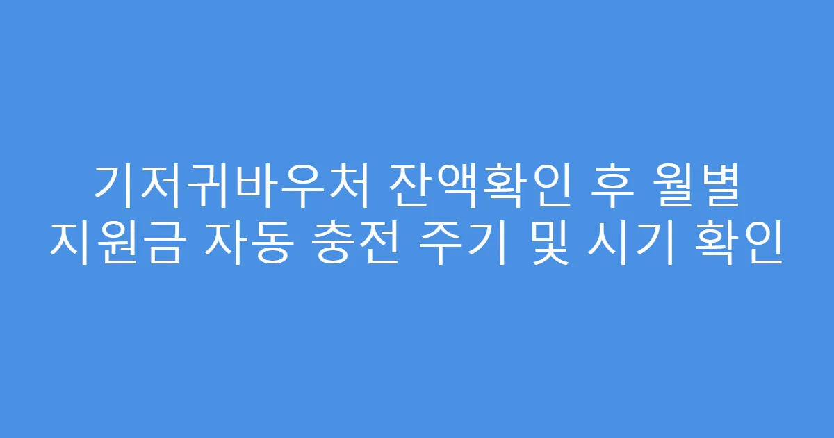기저귀바우처 잔액확인 후 월별 지원금 자동 충전 주기 및 시기 확인