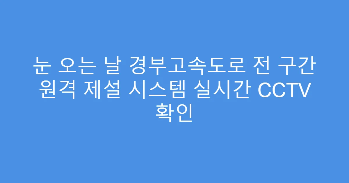 눈 오는 날 경부고속도로 전 구간 원격 제설 시스템 실시간 CCTV 확인