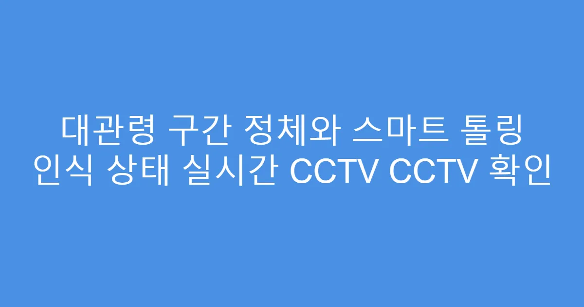대관령 구간 정체와 스마트 톨링 인식 상태 실시간 CCTV CCTV 확인