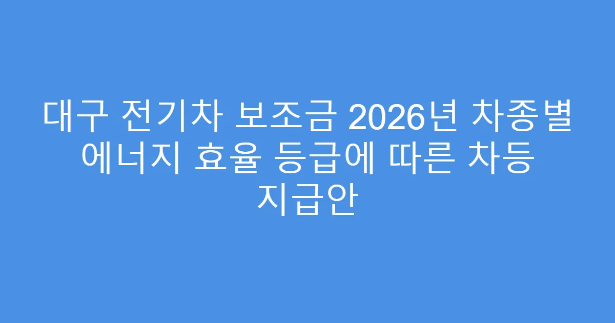 대구 전기차 보조금 2026년 차종별 에너지 효율 등급에 따른 차등 지급안