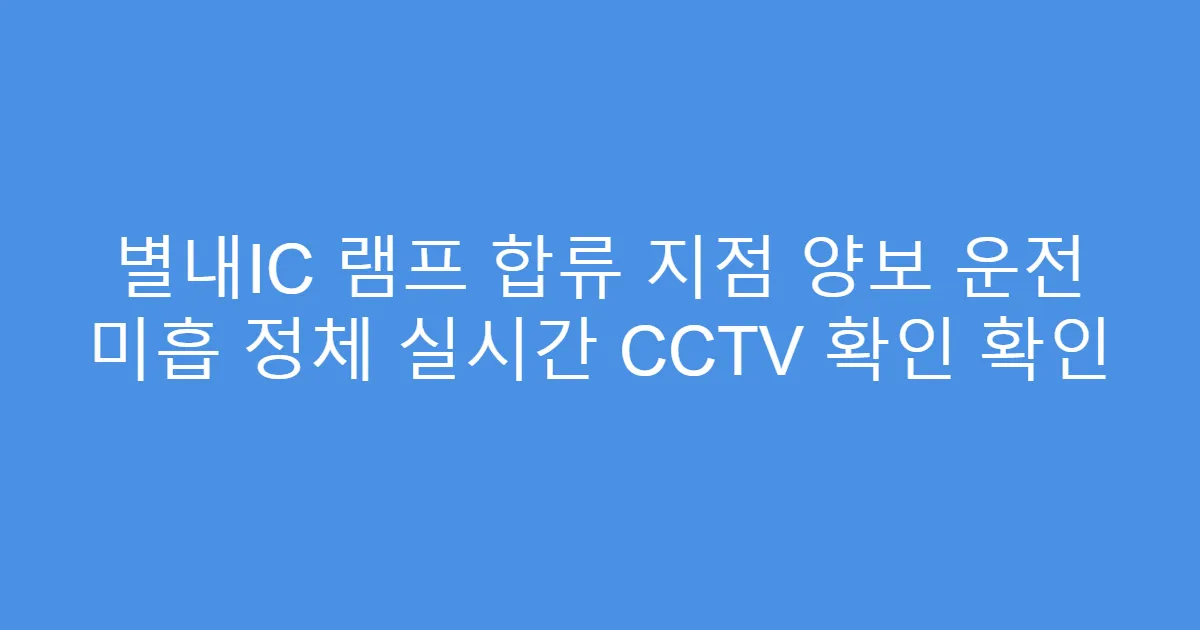 별내IC 램프 합류 지점 양보 운전 미흡 정체 실시간 CCTV 확인 확인