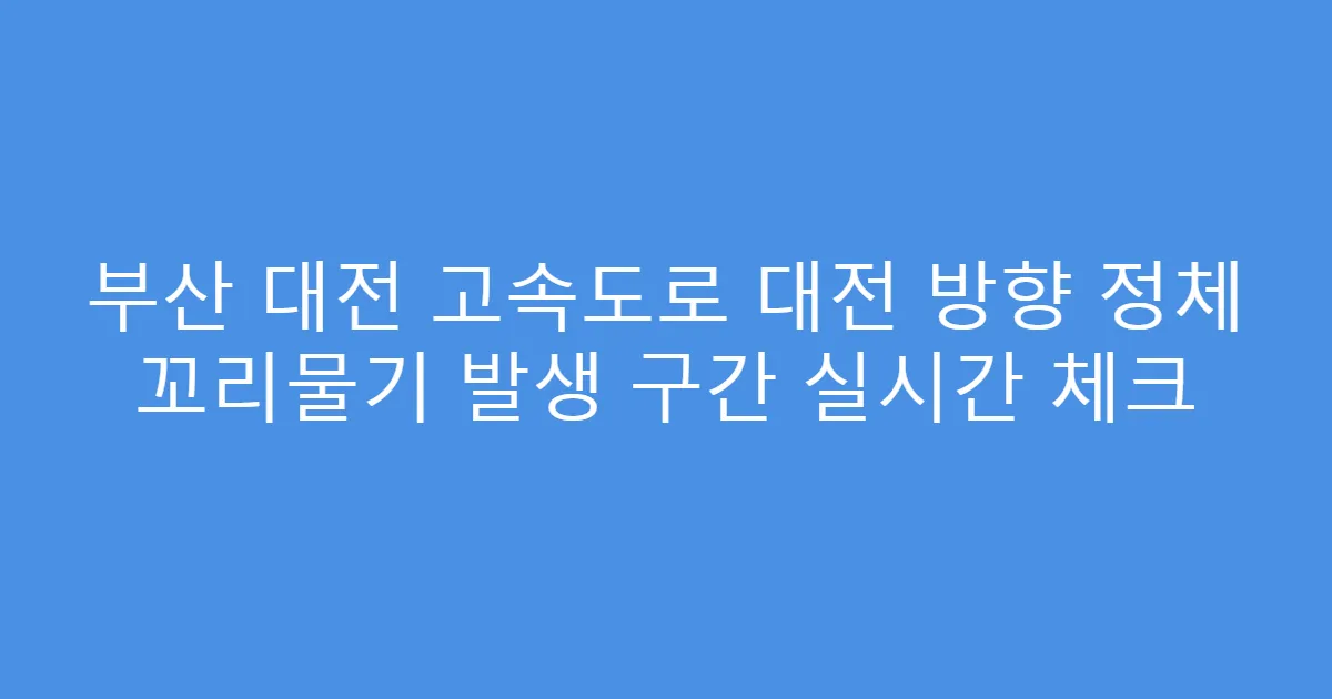 부산 대전 고속도로 대전 방향 정체 꼬리물기 발생 구간 실시간 체크