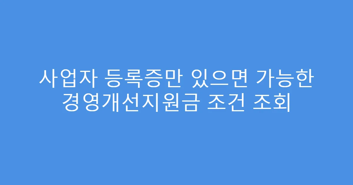 사업자 등록증만 있으면 가능한 경영개선지원금 조건 조회