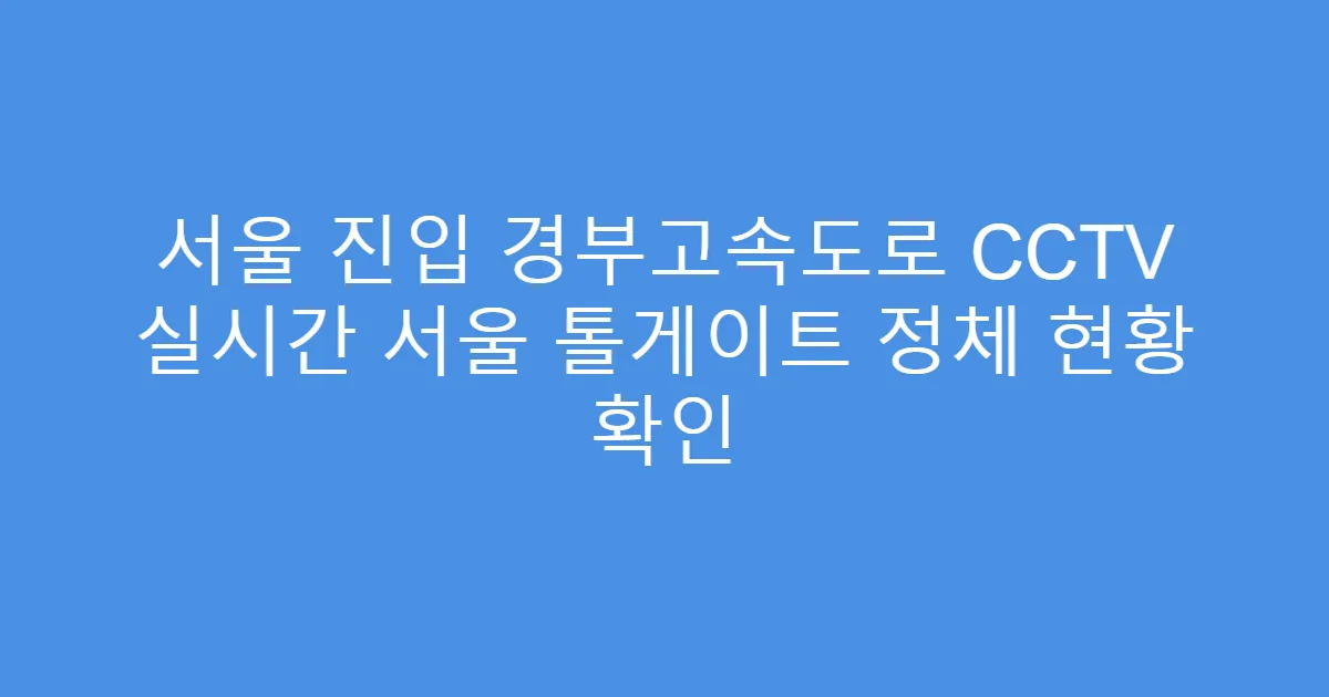 서울 진입 경부고속도로 CCTV 실시간 서울 톨게이트 정체 현황 확인