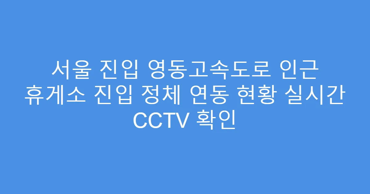 서울 진입 영동고속도로 인근 휴게소 진입 정체 연동 현황 실시간 CCTV 확인