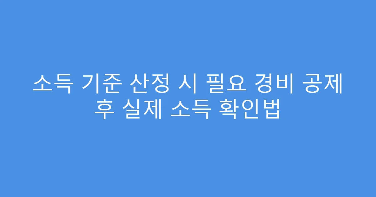 소득 기준 산정 시 필요 경비 공제 후 실제 소득 확인법