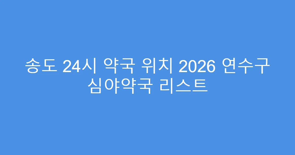 송도 24시 약국 위치 2026 연수구 심야약국 리스트