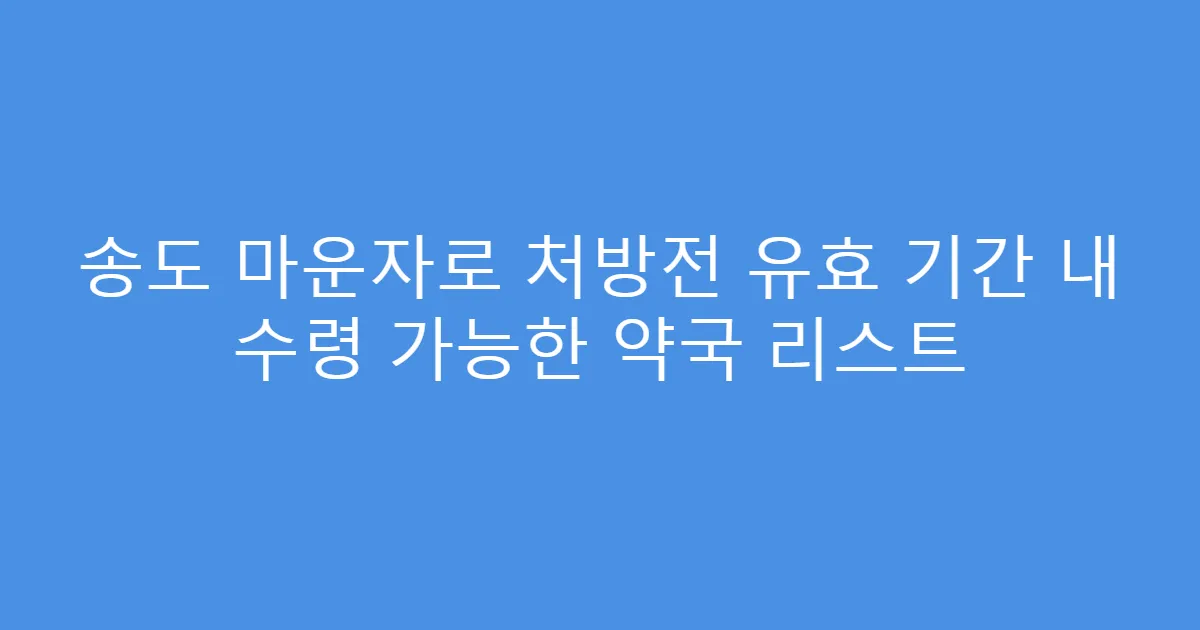 송도 마운자로 처방전 유효 기간 내 수령 가능한 약국 리스트
