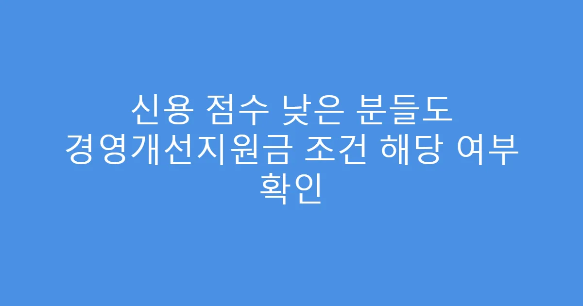 신용 점수 낮은 분들도 경영개선지원금 조건 해당 여부 확인