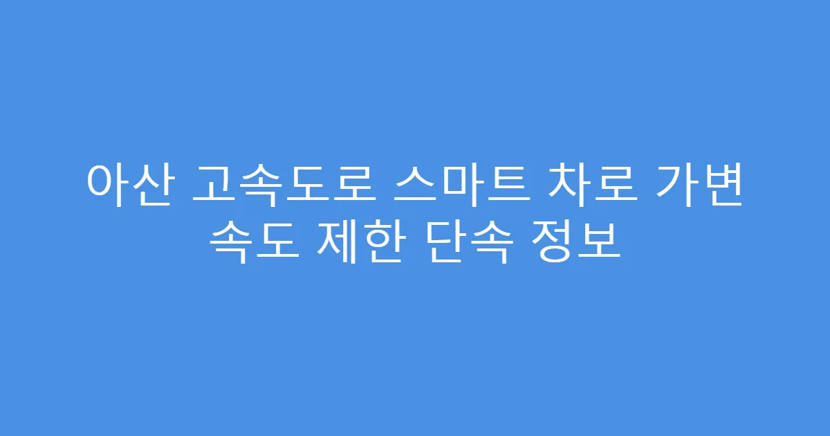 아산 고속도로 스마트 차로 가변 속도 제한 단속 정보