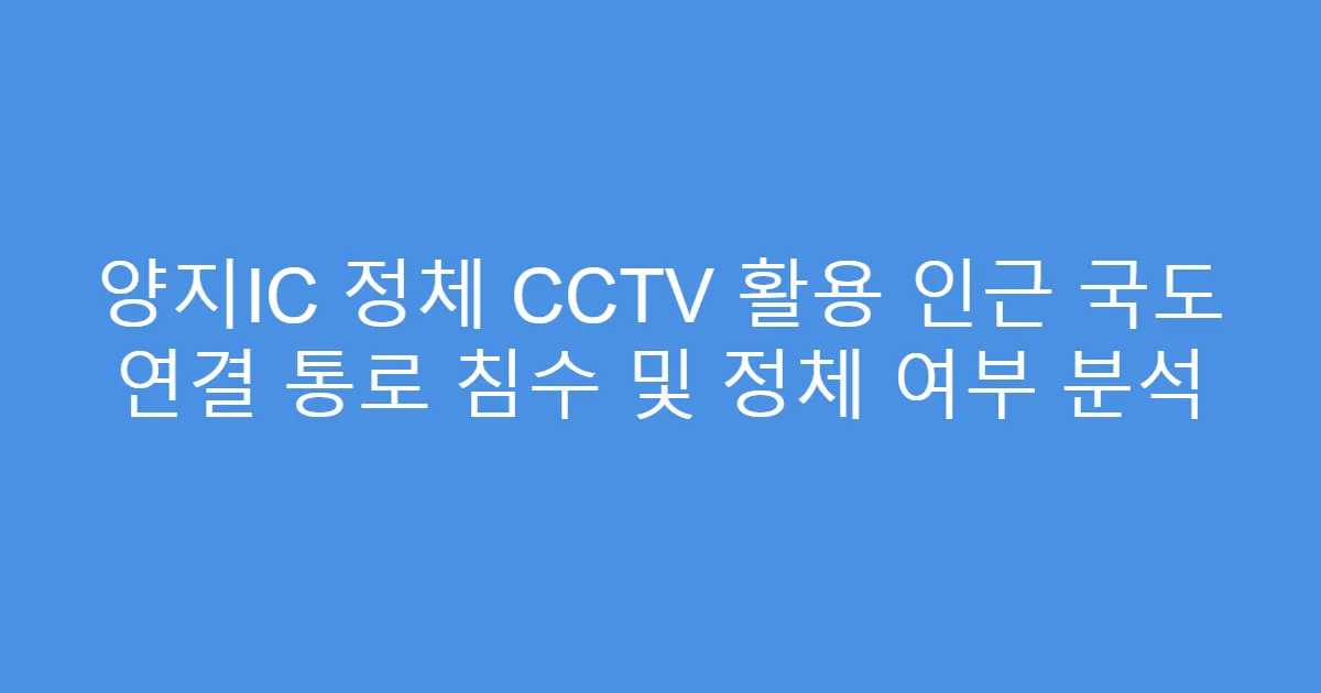 양지IC 정체 CCTV 활용 인근 국도 연결 통로 침수 및 정체 여부 분석