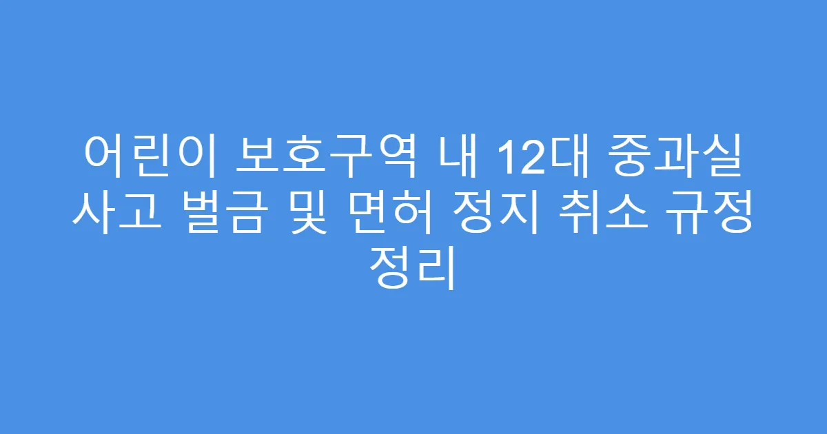 어린이 보호구역 내 12대 중과실 사고 벌금 및 면허 정지 취소 규정 정리