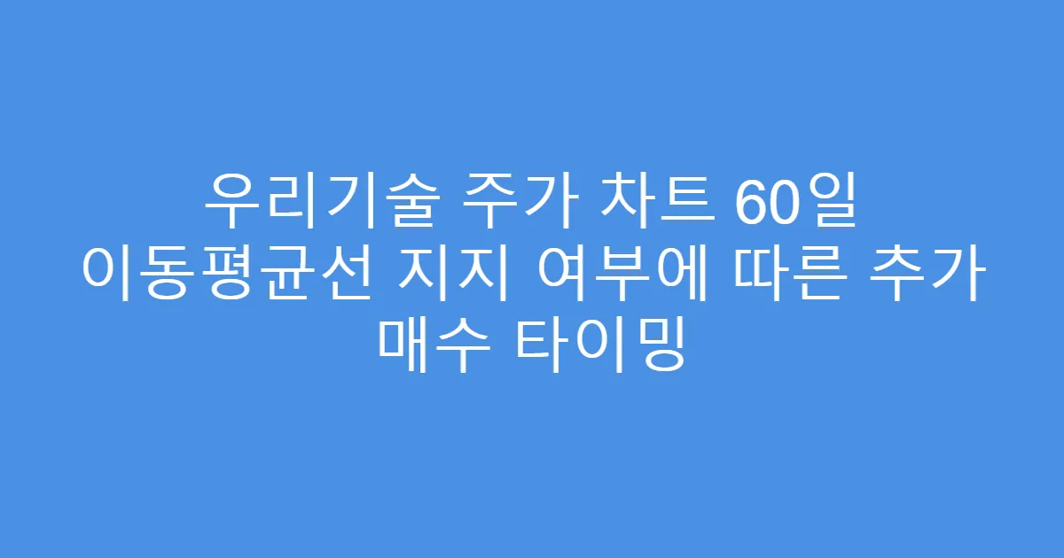 우리기술 주가 차트 60일 이동평균선 지지 여부에 따른 추가 매수 타이밍