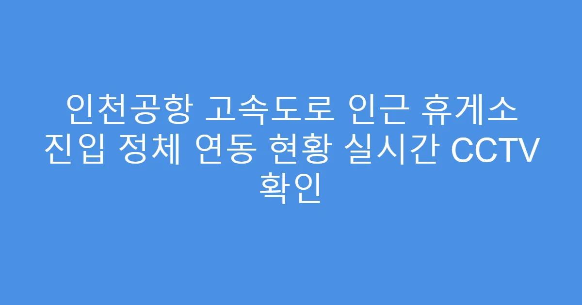 인천공항 고속도로 인근 휴게소 진입 정체 연동 현황 실시간 CCTV 확인