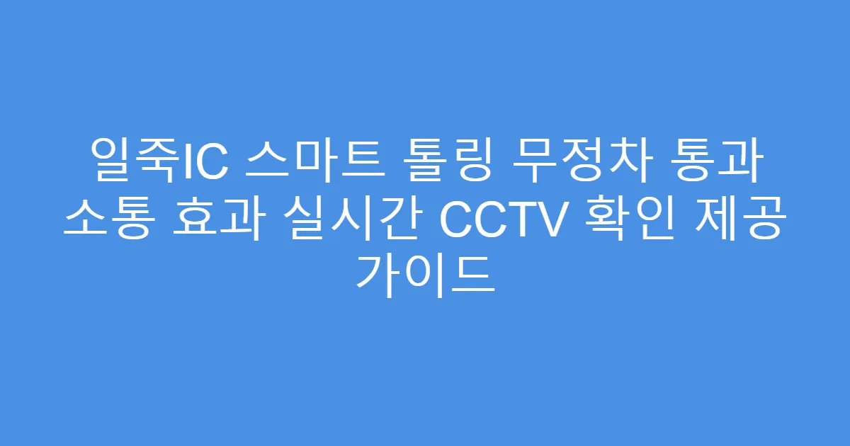 일죽IC 스마트 톨링 무정차 통과 소통 효과 실시간 CCTV 확인 제공 가이드