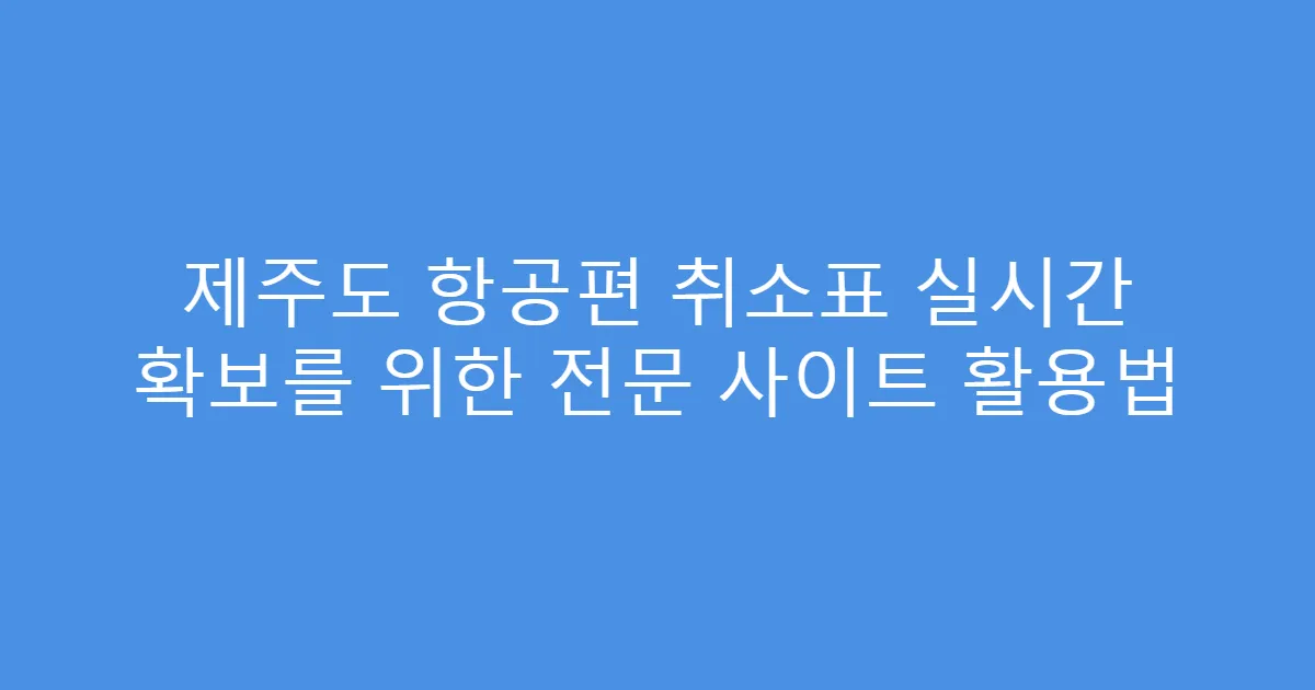 제주도 항공편 취소표 실시간 확보를 위한 전문 사이트 활용법