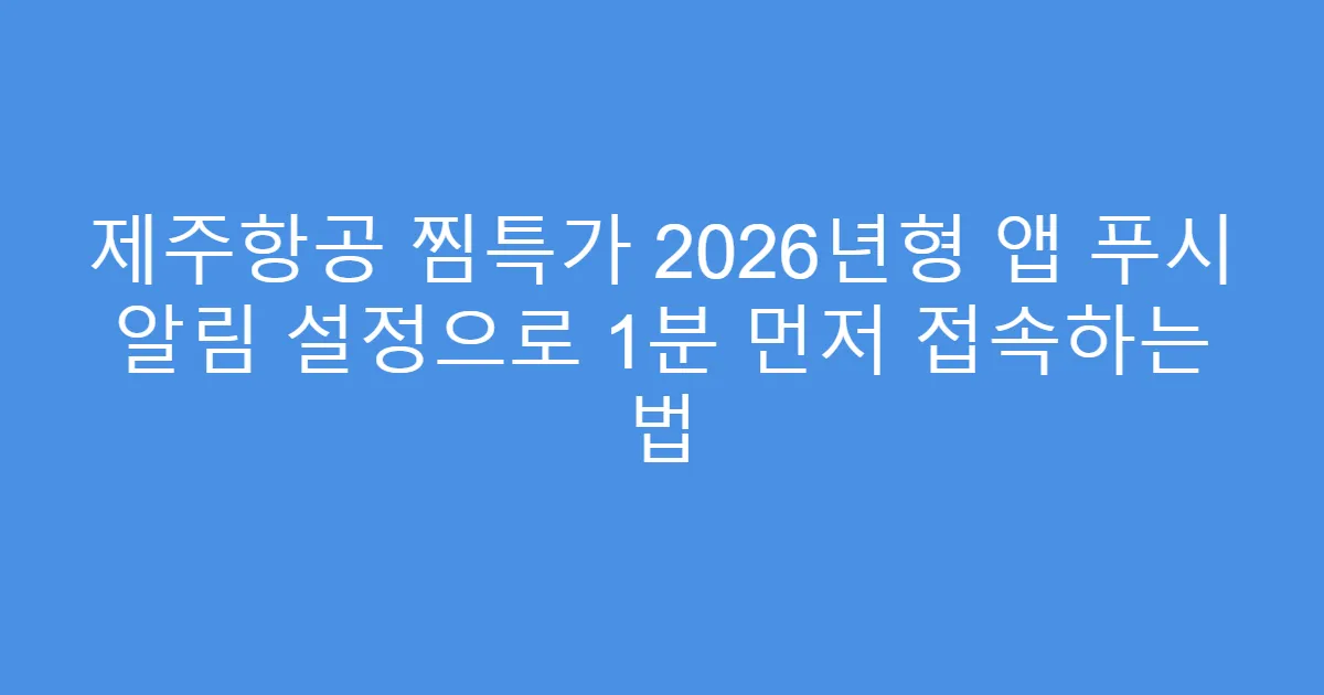 제주항공 찜특가 2026년형 앱 푸시 알림 설정으로 1분 먼저 접속하는 법