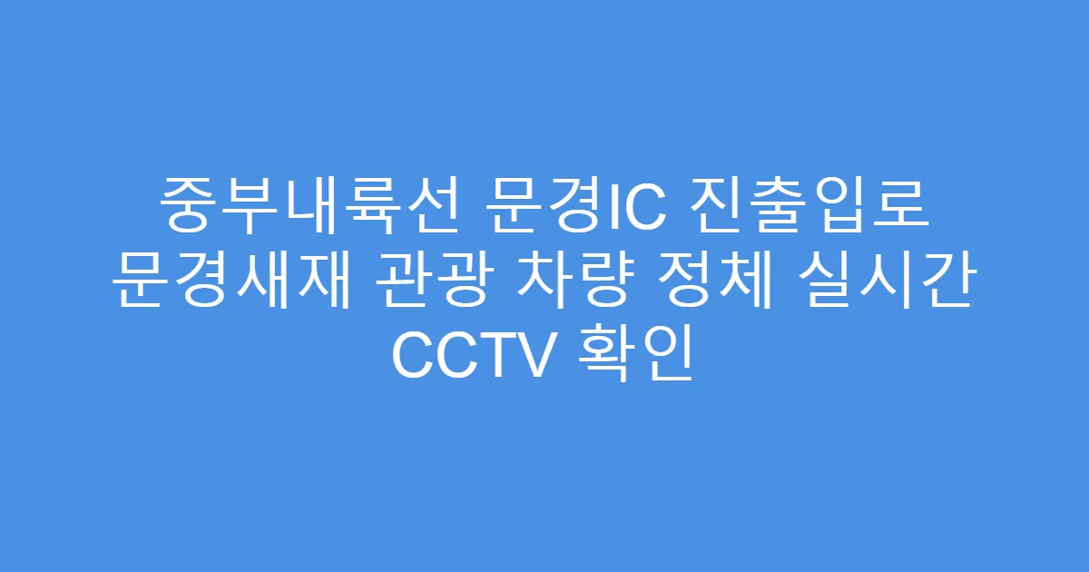 중부내륙선 문경IC 진출입로 문경새재 관광 차량 정체 실시간 CCTV 확인