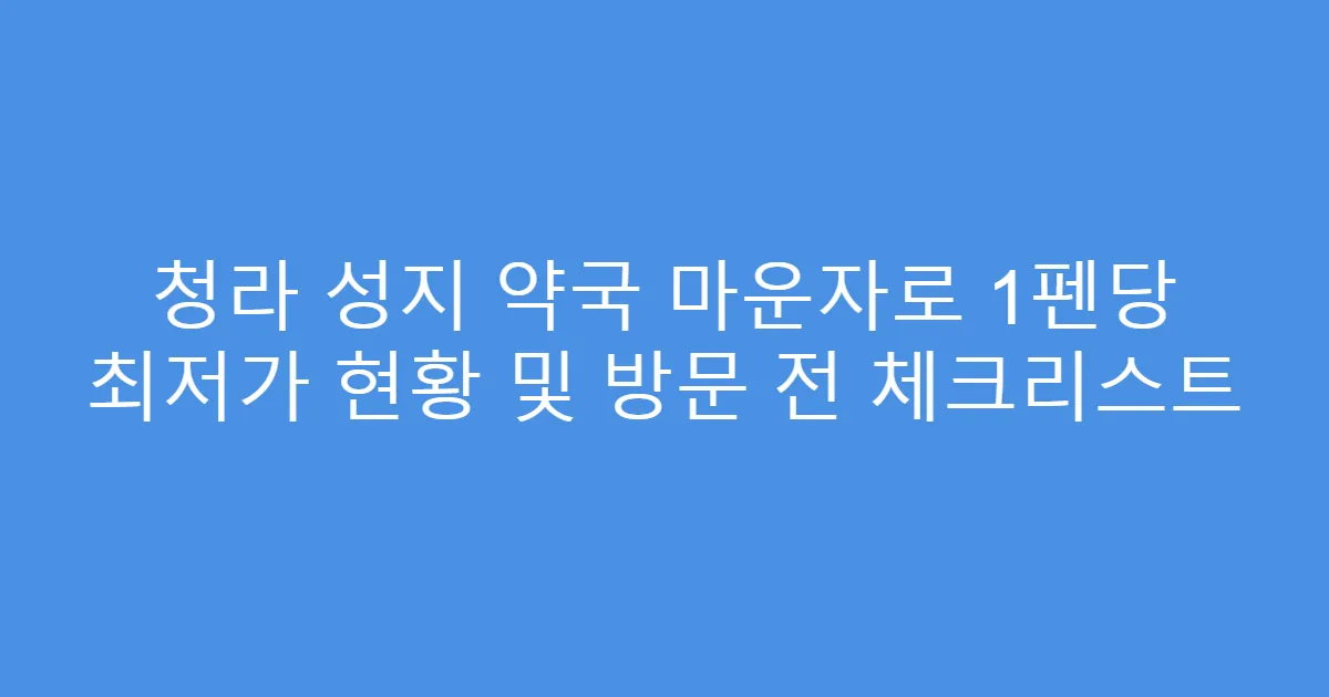 청라 성지 약국 마운자로 1펜당 최저가 현황 및 방문 전 체크리스트
