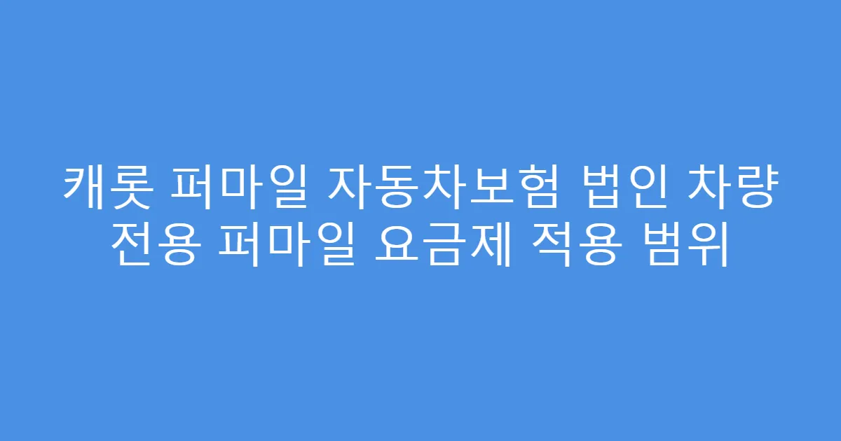 캐롯 퍼마일 자동차보험 법인 차량 전용 퍼마일 요금제 적용 범위