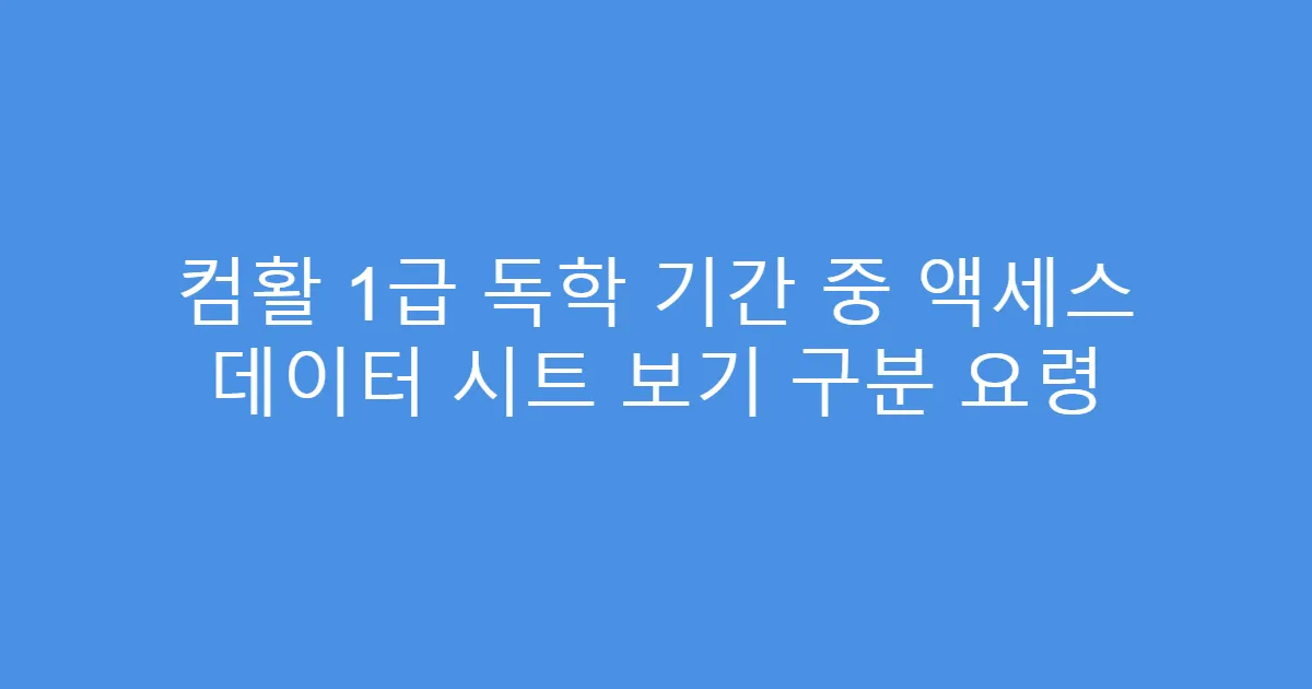 컴활 1급 독학 기간 중 액세스 데이터 시트 보기 구분 요령