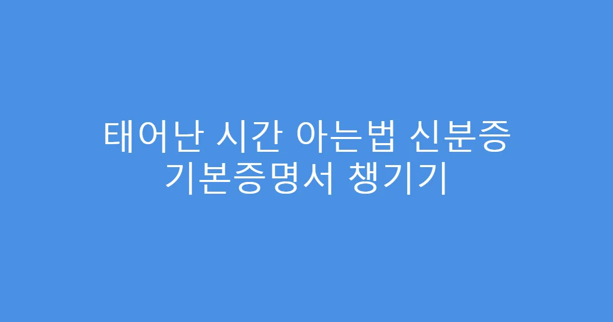 태어난 시간 아는법 신분증 기본증명서 챙기기