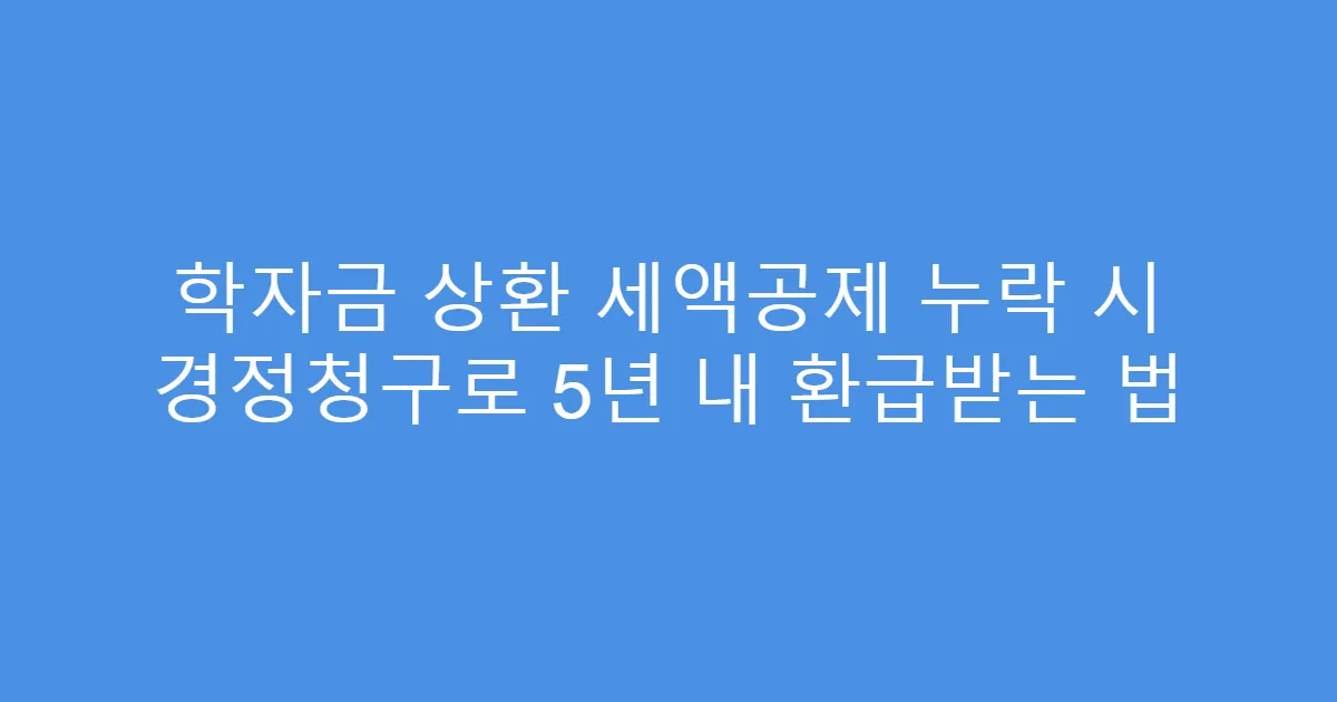 학자금 상환 세액공제 누락 시 경정청구로 5년 내 환급받는 법
