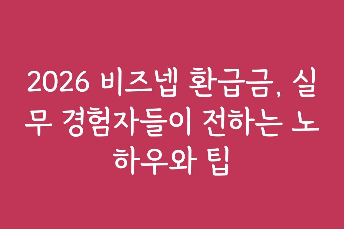 2026 비즈넵 환급금, 실무 경험자들이 전하는 노하우와 팁