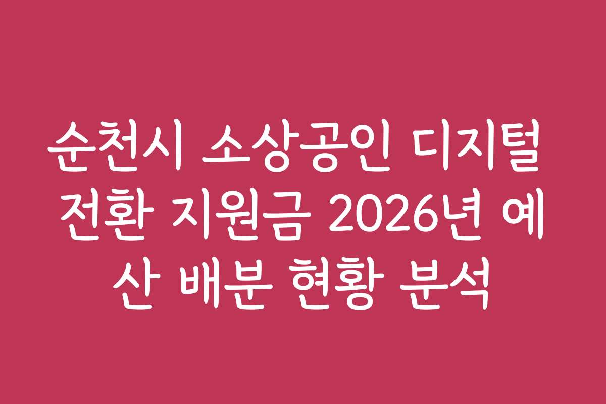 순천시 소상공인 디지털 전환 지원금 2026년 예산 배분 현황 분석