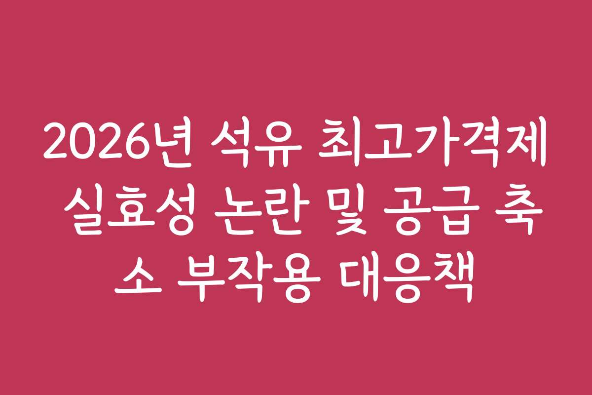 2026년 석유 최고가격제 실효성 논란 및 공급 축소 부작용 대응책