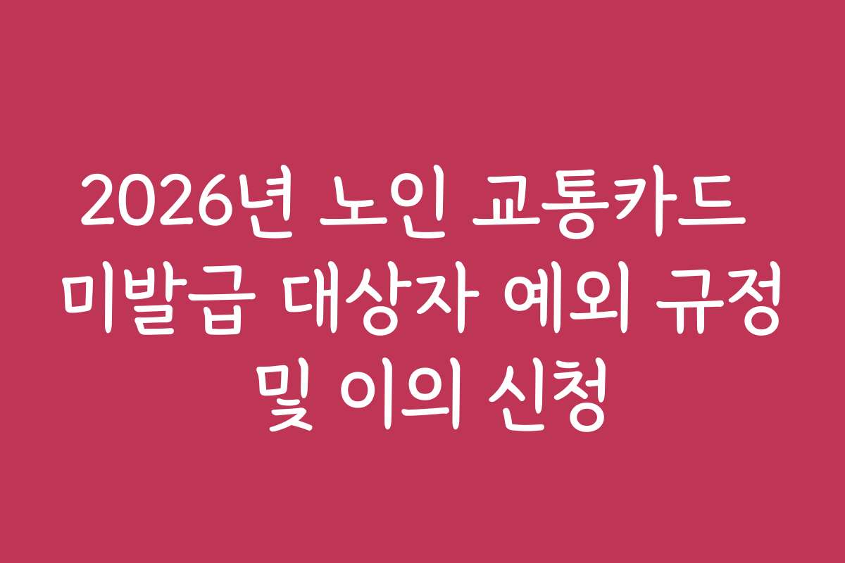 2026년 노인 교통카드 미발급 대상자 예외 규정 및 이의 신청