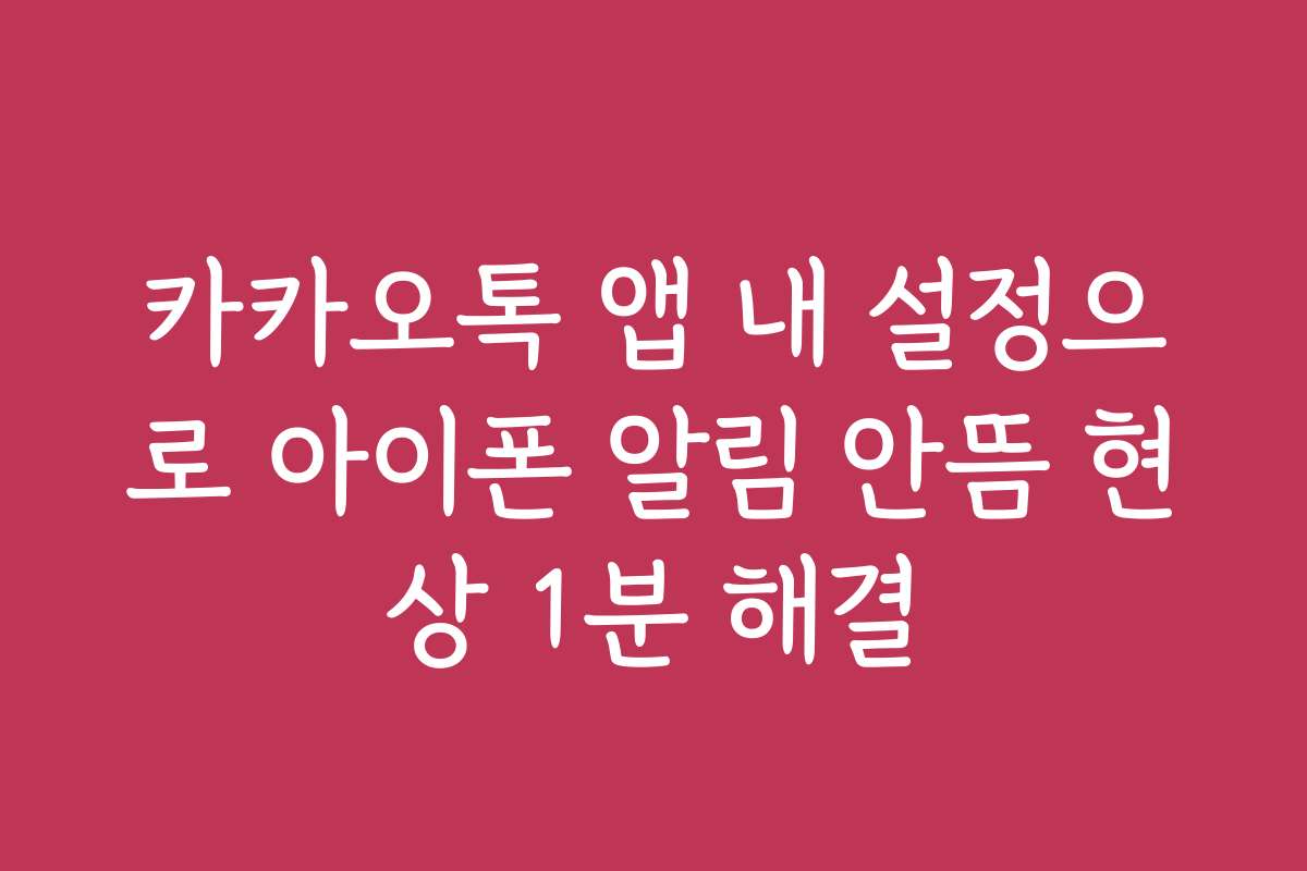 카카오톡 앱 내 설정으로 아이폰 알림 안뜸 현상 1분 해결