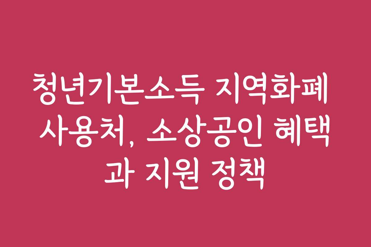 청년기본소득 지역화폐 사용처, 소상공인 혜택과 지원 정책