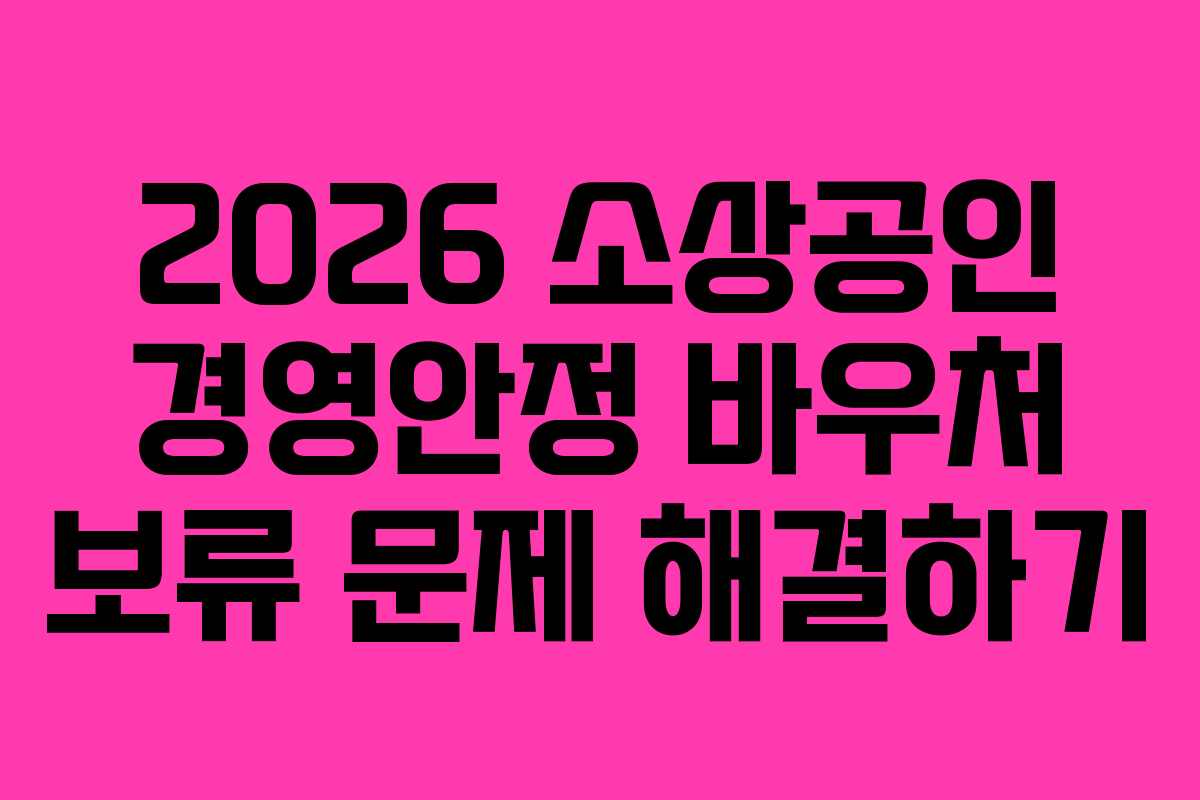 2026 소상공인 경영안정 바우처 보류 문제 해결하기